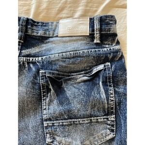 Southpole Jeans Mens Size 34x30 Destroyed Moto Skinny Faded Medium Wash Denim